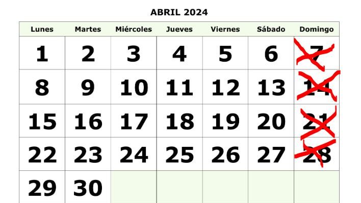 Eliminar los domingos por la tarde